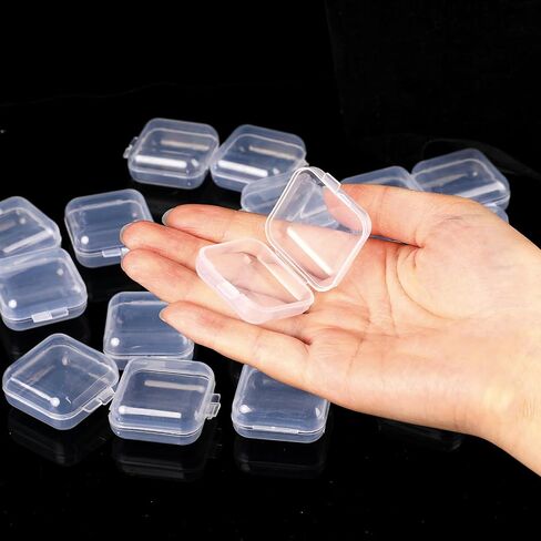 20 Pcs Mini Clear Plastic Box 1.8 mm Thicken Small Plastic Box Mini Square Jewelry Box Small Storage Containers with Lid Tiny Storage Box for Jewelry Bead Earplugs Small Items in Saudi Arabia