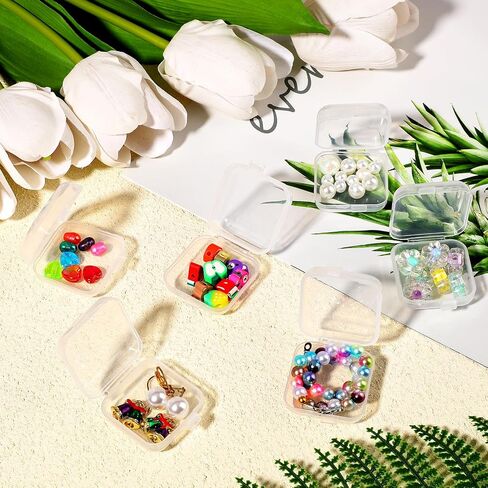 20 Pcs Mini Clear Plastic Box 1.8 mm Thicken Small Plastic Box Mini Square Jewelry Box Small Storage Containers with Lid Tiny Storage Box for Jewelry Bead Earplugs Small Items in Saudi Arabia