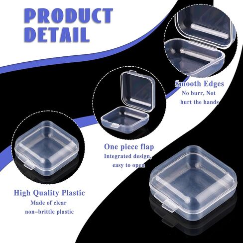 20 Pcs Mini Clear Plastic Box 1.8 mm Thicken Small Plastic Box Mini Square Jewelry Box Small Storage Containers with Lid Tiny Storage Box for Jewelry Bead Earplugs Small Items in Saudi Arabia
