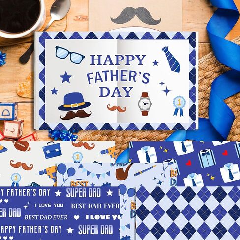 24 Sheets Double-Sided Father Day Scrapbook Paper, 12x12'' 12 Designs Ties Beards Rugby Beer Keys Watches Patterns Crafts Paper for Father Day DIY Card Making Scrapbook Photo Album Gift for Daddy in Saudi Arabia