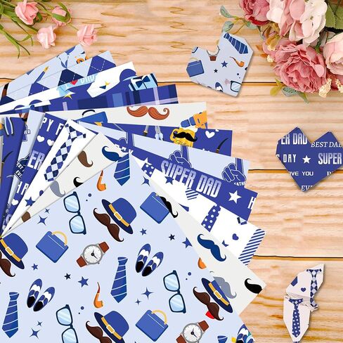 24 Sheets Double-Sided Father Day Scrapbook Paper, 12x12'' 12 Designs Ties Beards Rugby Beer Keys Watches Patterns Crafts Paper for Father Day DIY Card Making Scrapbook Photo Album Gift for Daddy in Saudi Arabia