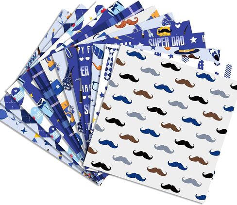 24 Sheets Double-Sided Father Day Scrapbook Paper, 12x12'' 12 Designs Ties Beards Rugby Beer Keys Watches Patterns Crafts Paper for Father Day DIY Card Making Scrapbook Photo Album Gift for Daddy in Saudi Arabia