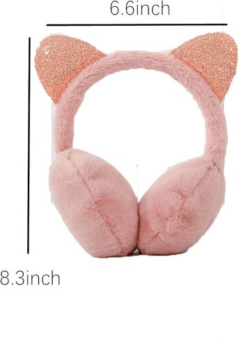 غطاء أذن لطيف للقطط، قطعتان من أغطية أذن القطط الدافئة، أغطية أذن للقطط للفتيات، أغطية للأذنين للأطفال للفتيات في الشتاء للأولاد والبنات، غطاء للأذنين للأطفال مع آذان القطط (وردي، رمادي) in Kuwait