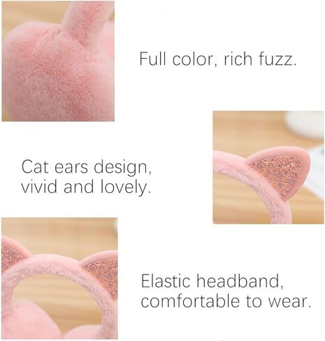 غطاء أذن لطيف للقطط، قطعتان من أغطية أذن القطط الدافئة، أغطية أذن للقطط للفتيات، أغطية للأذنين للأطفال للفتيات في الشتاء للأولاد والبنات، غطاء للأذنين للأطفال مع آذان القطط (وردي، رمادي) in Kuwait