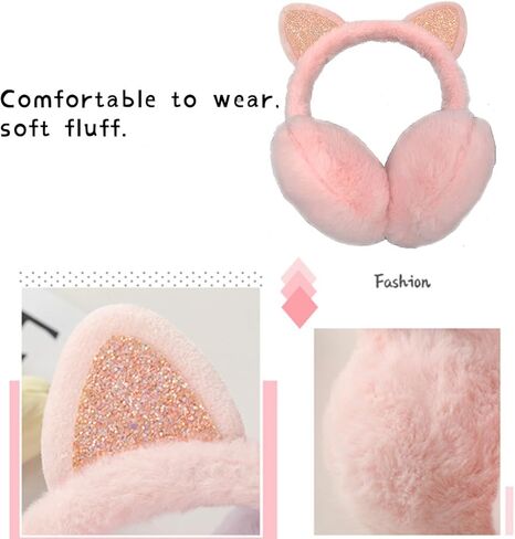 غطاء أذن لطيف للقطط، قطعتان من أغطية أذن القطط الدافئة، أغطية أذن للقطط للفتيات، أغطية للأذنين للأطفال للفتيات في الشتاء للأولاد والبنات، غطاء للأذنين للأطفال مع آذان القطط (وردي، رمادي) in Kuwait