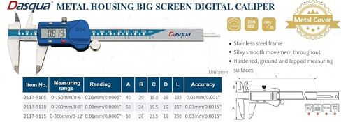 Dasqua 2117-9105 0-150mm/0-6" Metal Housing Large Screen Digital Caliper in Saudi Arabia