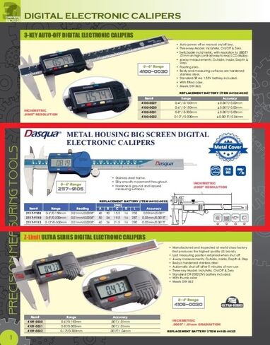Dasqua 2117-9105 0-150mm/0-6" Metal Housing Large Screen Digital Caliper in Saudi Arabia