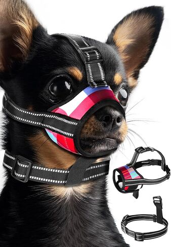 كمامة بيست اب للكلاب الصغيرة، مضادة للنباح والعض، كمامات ناعمة مع ثلاثة أشرطة عاكسة وياقة، تسمح بالشرب كمامة قابلة للتعديل من القماش للحيوانات الأليفة لجرو كلب أصغر حجمًا - XXS in Kuwait