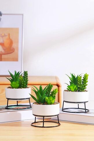 3 عبوات من النباتات الاصطناعية النضرة المزيفة والمساحات الخضراء مع مزارعي السيراميك، ونباتات بوعاء للمنزل والمكتب وديكور الغرفة وديكور طاولة الحفلات وحفلات الزفاف وأعياد الميلاد in Kuwait