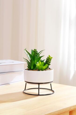 3 عبوات من النباتات الاصطناعية النضرة المزيفة والمساحات الخضراء مع مزارعي السيراميك، ونباتات بوعاء للمنزل والمكتب وديكور الغرفة وديكور طاولة الحفلات وحفلات الزفاف وأعياد الميلاد in Kuwait