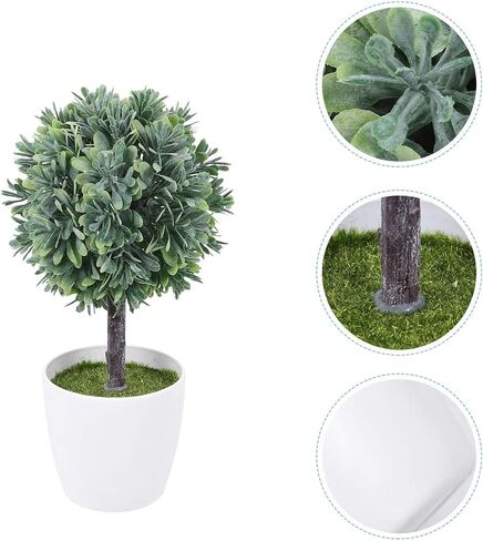 Cabilock Artificial Spherical Potted Plant House Decorations for Home Office Decorations Indoor House Plants Vase Faux Potted Mini Plants Artificial Potted Tree Ball Simulation Bonsai Desk in Saudi Arabia