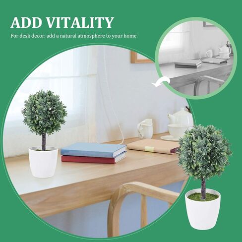 Cabilock Artificial Spherical Potted Plant House Decorations for Home Office Decorations Indoor House Plants Vase Faux Potted Mini Plants Artificial Potted Tree Ball Simulation Bonsai Desk in Saudi Arabia