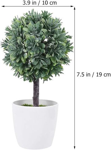Cabilock Artificial Spherical Potted Plant House Decorations for Home Office Decorations Indoor House Plants Vase Faux Potted Mini Plants Artificial Potted Tree Ball Simulation Bonsai Desk in Saudi Arabia