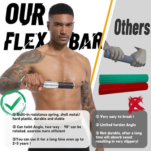 قضبان تمرين اليد الملتوية للعلاج الطبيعي - تخفف آلام التهاب الأوتار وتحسن قوة القبضة - تقوية المعصم والمرفق، قضبان متعددة المرونة - شريط علاج اليد لتخفيف آلام المعصم والمعصم والساعد in Kuwait