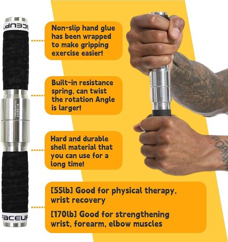 قضبان تمرين اليد الملتوية للعلاج الطبيعي - تخفف آلام التهاب الأوتار وتحسن قوة القبضة - تقوية المعصم والمرفق، قضبان متعددة المرونة - شريط علاج اليد لتخفيف آلام المعصم والمعصم والساعد in Kuwait