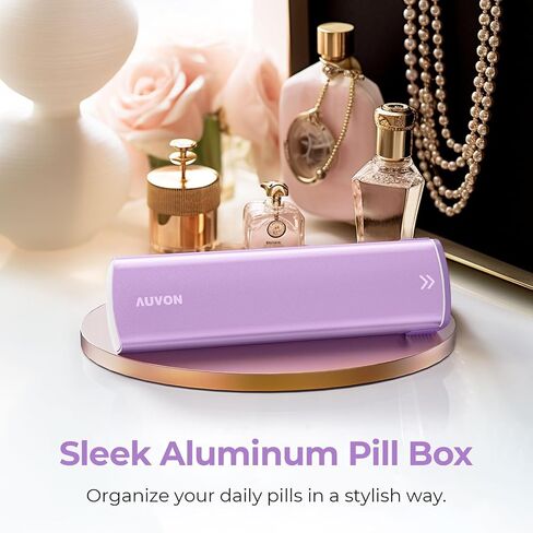 AUVON Metal Weekly Pill Organizer with Slide Design, Stylish Travel Pill Box 7 Day for Privacy Protection, Aluminum Alloy Pill Case with Large Compartment for Supplements, Fish Oil (Dark Blue) in Saudi Arabia