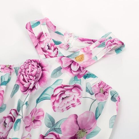 GRACE KARIN Girls Summer Hawaiian Dress Halter Neck Sleeveless Midi Floral Dress 8-10 Years,White and Purple in Saudi Arabia