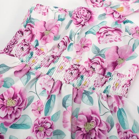 GRACE KARIN Girls Summer Hawaiian Dress Halter Neck Sleeveless Midi Floral Dress 8-10 Years,White and Purple in Saudi Arabia