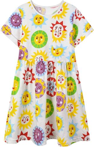 HILEELANG Little to Big Girl Short Sleeve Dress Easter Summer Cotton Casual Tunic Shirt Dresses in Kuwait