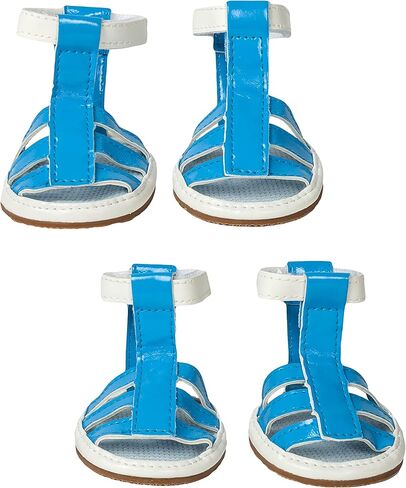 Pet Life Buckle-Supportive Reflective PVC Dog Sandals - Waterproof Summer Dog Shoes with Added Details - Set of 4 Pet Sandals in Saudi Arabia