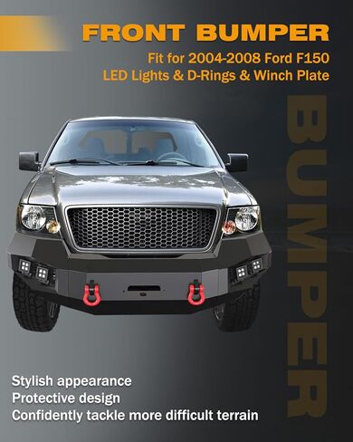 هيكل المصد الأمامي مناسب لـ 2004 2005 2006 2007 2008 f150 أسود مع لوحة ونش وإضاءة LED وحوامل على شكل حلقة D in Kuwait