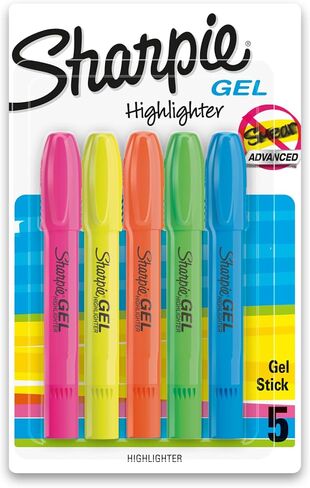SHARPIE® Gel Highlighters, Assorted Colors, Pack Of 5 in Saudi Arabia