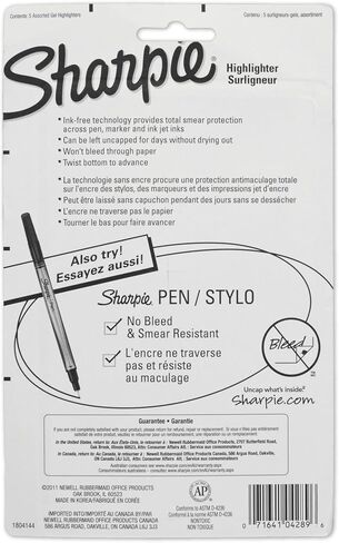 SHARPIE® Gel Highlighters, Assorted Colors, Pack Of 5 in Saudi Arabia