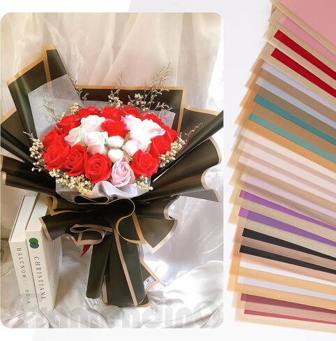 Framendino, 20 Sheets Flower Wrapping Paper Florist Bouquet Waterproof Floral Wrapping Paper 22.8x22.8 inch (White) in Saudi Arabia