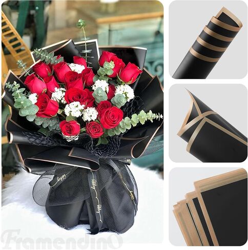 Framendino, 20 Sheets Flower Wrapping Paper Florist Bouquet Waterproof Floral Wrapping Paper 22.8x22.8 inch (White) in Saudi Arabia