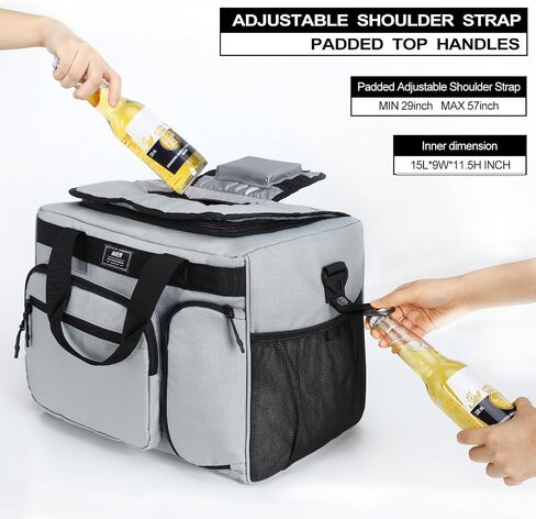 MIER 30L Extra Large Soft Cooler Bag with Trolley Strap, 45-Can, Black in Kuwait