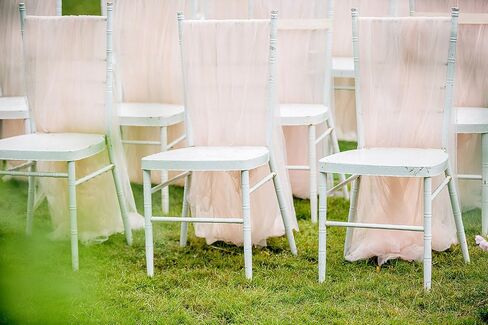 FLYPARTY Handmade Tulle Tutu Chair Skirt with Sash Bow for Party Wedding Baby Shower Home Decoration (Khaki,Set of 2) in Saudi Arabia
