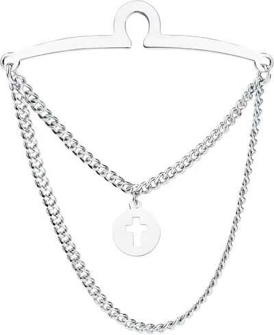 Men's Tie Clips with Chain Necktie Tie Link Chain Collar tie Clip with Cross Charm in Kuwait