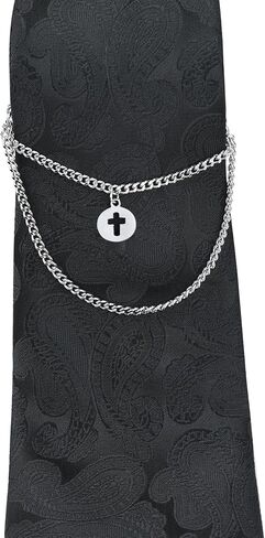 Men's Tie Clips with Chain Necktie Tie Link Chain Collar tie Clip with Cross Charm in Kuwait