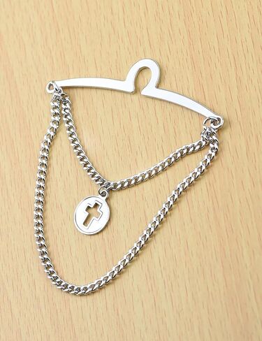Men's Tie Clips with Chain Necktie Tie Link Chain Collar tie Clip with Cross Charm in Kuwait