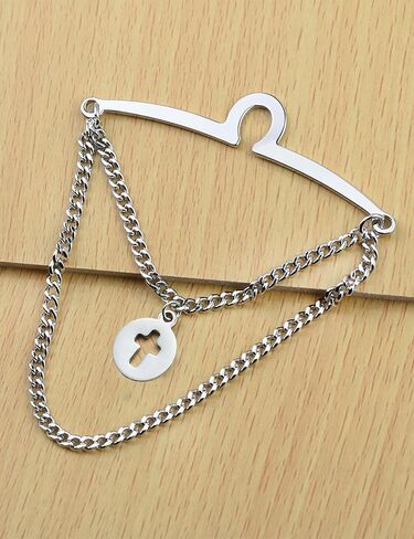 Men's Tie Clips with Chain Necktie Tie Link Chain Collar tie Clip with Cross Charm in Kuwait