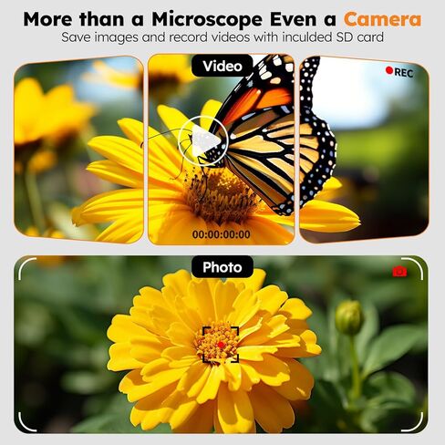 BEBANG 10.1 بوصة LCD مجهر رقمي 1200x للبالغين، مكبر مجهر عملة 3024P، مجهر لحام 12 ميجابكسل مع عرض الكمبيوتر الشخصي، متوافق مع نظام التشغيل MacOS Windows، بطاقة SD سعة 32 جيجابايت (أبيض) in Kuwait