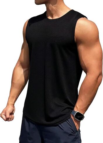 Men's Workout Tank Tops Quick Dry Sleeveless Shirts for Men Muscle Moisture Wicking Bodybuilding Gym Lightweight in Saudi Arabia