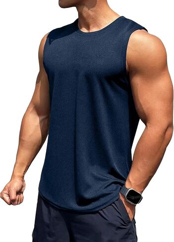 Men's Workout Tank Tops Quick Dry Sleeveless Shirts for Men Muscle Moisture Wicking Bodybuilding Gym Lightweight in Saudi Arabia