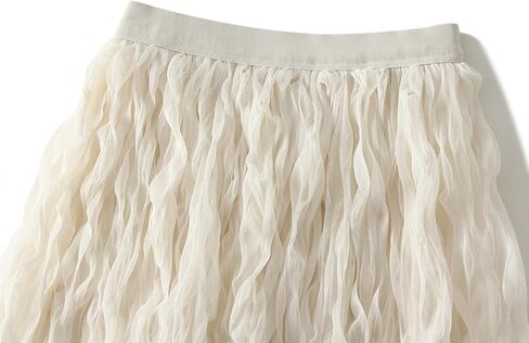 Women's Tulle Midi Skirt Elastic High Waist Flowy Pleated Skirt A line Mesh Fairy Skirts in Saudi Arabia