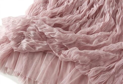 Women's Tulle Midi Skirt Elastic High Waist Flowy Pleated Skirt A line Mesh Fairy Skirts in Saudi Arabia