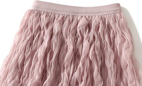 Women's Tulle Midi Skirt Elastic High Waist Flowy Pleated Skirt A line Mesh Fairy Skirts in Saudi Arabia