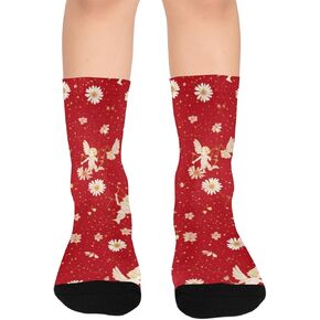 جوارب Red Daisy Angel Art للمشي لمسافات طويلة - جوارب شتوية حرارية سميكة دافئة للأطفال الصغار للأولاد والبنات للمدرسة، والارتداء اليومي والأنشطة الخارجية in Kuwait