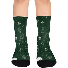 Whimsical Forest Green Hiking Socks - Toddler Boys & Girls Warm Thick Thermal Winter Crew Socks for School, Daily Wear & Outdoor Activities in Kuwait