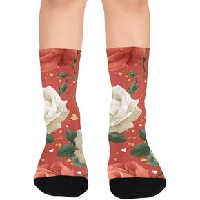 جوارب المشي لمسافات طويلة باللون الأحمر الفاوانيا البيضاء - جوارب شتوية حرارية سميكة دافئة للأولاد والبنات للمدرسة، والارتداء اليومي والأنشطة الخارجية in Kuwait