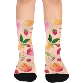 Spring Floral Fruit Print Hiking Socks - Toddler Boys & Girls Warm Thick Thermal Winter Crew Socks for School, Daily Wear & Outdoor Activities in Kuwait