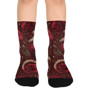 Red Rose and Rings Hiking Socks - Toddler Boys & Girls Warm Thick Thermal Winter Crew Socks for School, Daily Wear & Outdoor Activities in Kuwait