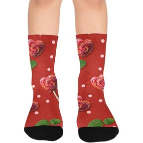 Heart Lollipop Red Mint Hiking Socks - Toddler Boys & Girls Warm Thick Thermal Winter Crew Socks for School, Daily Wear & Outdoor Activities in Kuwait