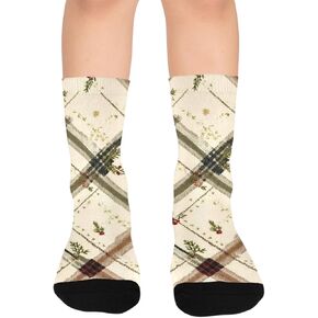 Plaid Star Motif Hiking Socks - Toddler Boys & Girls Warm Thick Thermal Winter Crew Socks for School, Daily Wear & Outdoor Activities in Kuwait