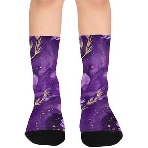 جوارب Starry Purple Bloom للتنزه سيرًا على الأقدام - جوارب شتوية حرارية سميكة دافئة للأطفال الصغار للأولاد والبنات للمدرسة، والارتداء اليومي والأنشطة الخارجية in Kuwait