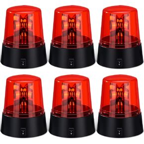 6 قطع من مصابيح LED القوية، ضوء وامض دوار 360 درجة يعمل بالبطارية، مصباح صفارات الإنذار لشرطة الطوارئ لمرحلة حفلات DJ، منزل مسكون، ديكورات وأحداث هدف الهوكي (أحمر) in Kuwait